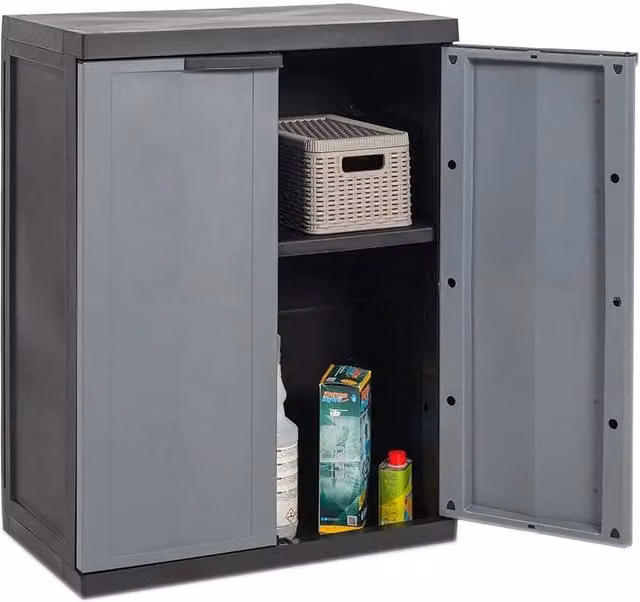 Armadio Basso a 2 Ante e 1 Ripiano Regolabile 65x37x85cm