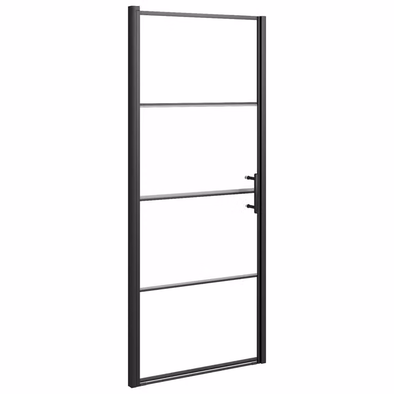 Parete Doccia 91x195 cm Vetro Temperato Semi Smerigliato Nero