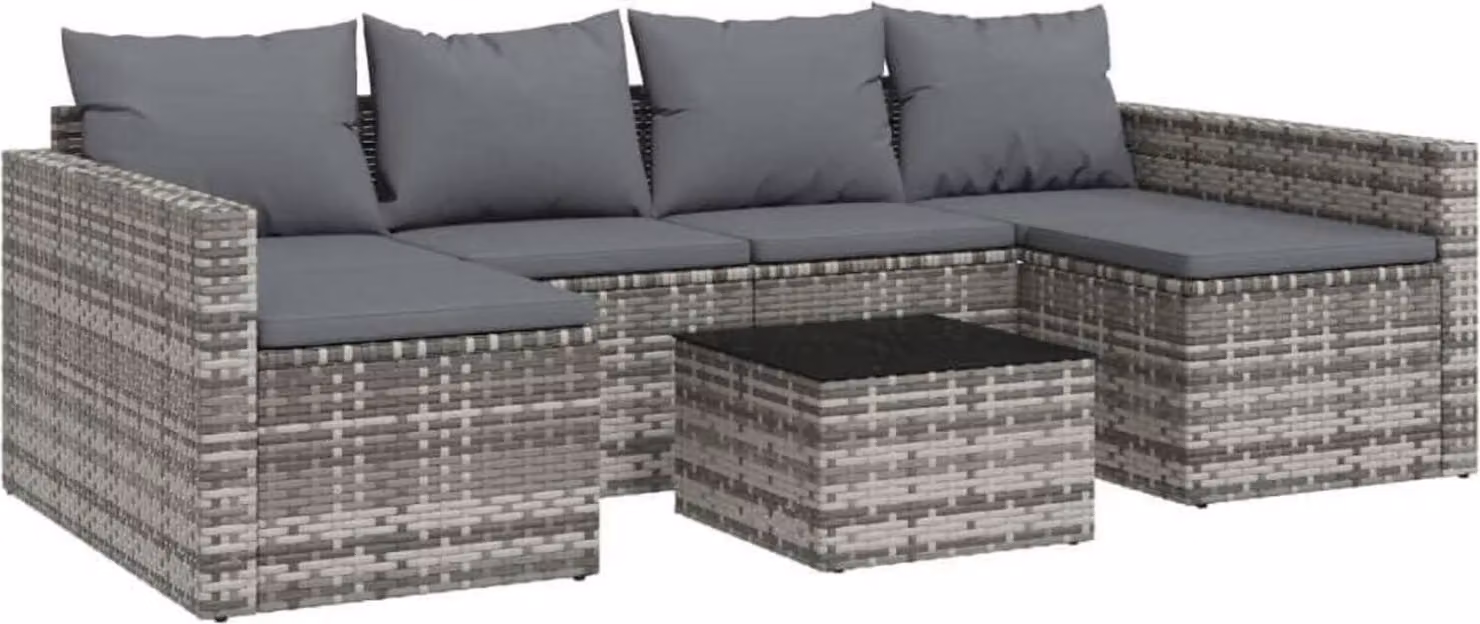 Set di mobili da giardino 2-TLG. Set da salotto Terrazza in rattan Cuscini marroni