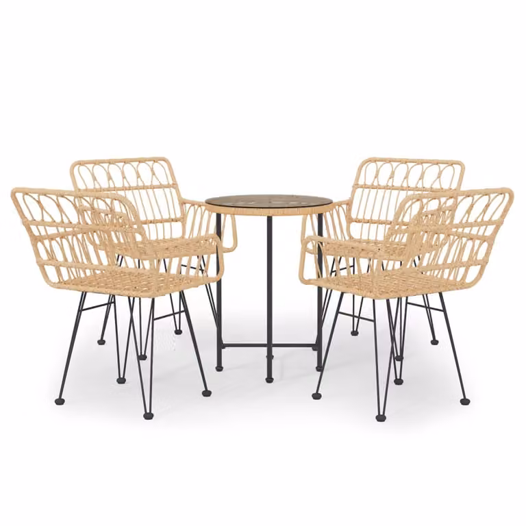 Set da Pranzo da Giardino 5 pz in Polyrattan