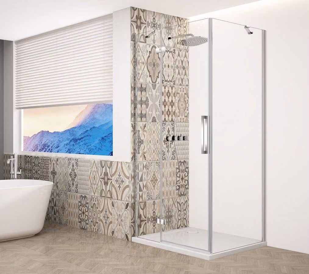 Cabina doccia rettangolare Gelco TRINITY CHROME, dimensioni 1100x1200 mm, vetro trasparente, apertura a sinistra - modello GT5612-11CL-CH