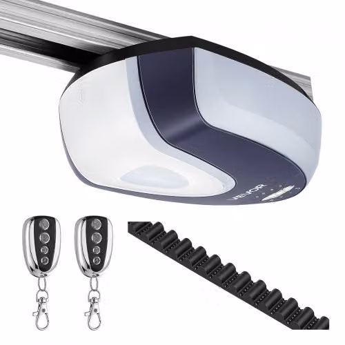Apertura Garage VEVOR con Cinghia Silenziosa 600 N, Sistema di Binari a 4 Sezioni, 2 Telecomandi e Illuminazione LED, Colore Bianco