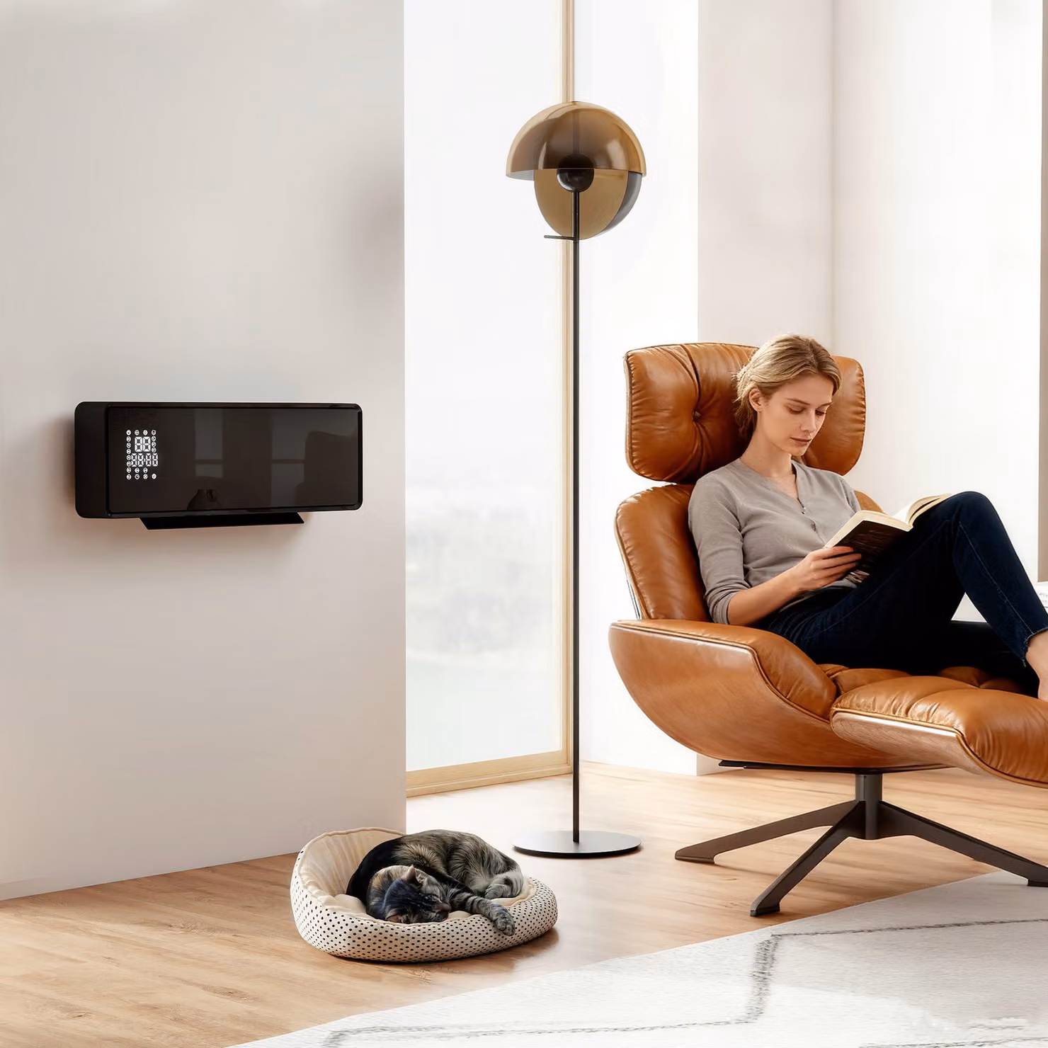 Stufa in ceramica a parete HOMCOM da 2000W con telecomando, timer e 3 modalità, colore nero – 2