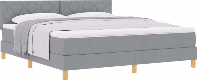 Letto a molle con materasso grigio chiaro 180 x 200 cm in tessuto
