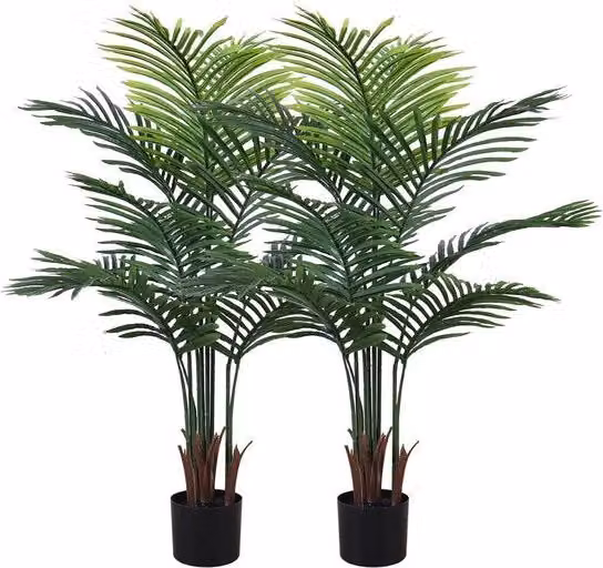 Palmartefice in Fibra di Vetro da 120cm in un Pacchetto da 2, Pianta Artificiale di Palma Tropicale con Vaso Nero, Areca in Fibra di Vetro per Ambiente di Casa, Ufficio, Salotto, Arredamento Interno