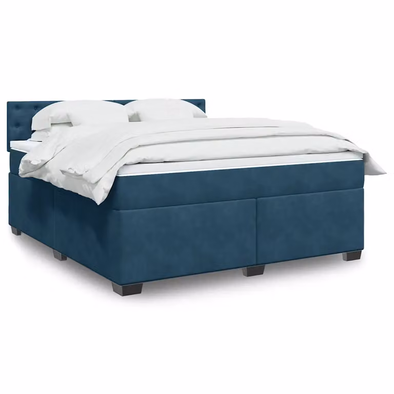vidaXL Giroletto a Molle con Materasso Blu 180x200 cm in Velluto