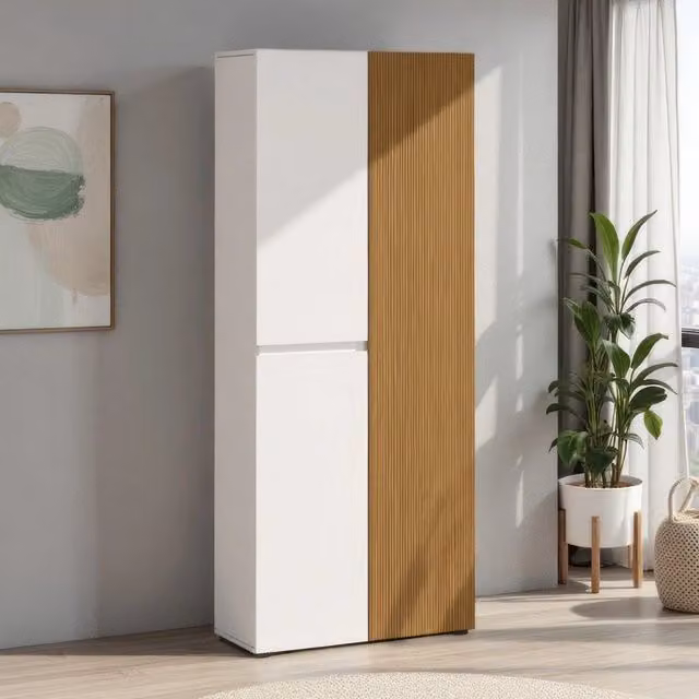 Armadio Multiuso Palasio DMORA Bianco Lucido con 10 Ripiani, L: 80 cm, H: 200 cm – 1