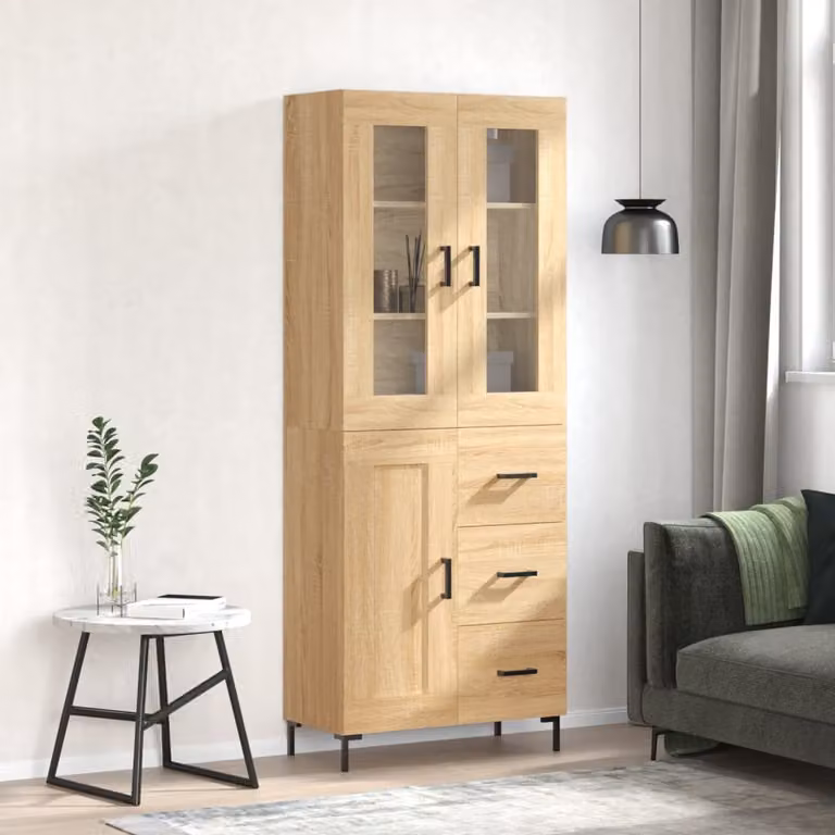 Credenza moderna vidaXL in rovere color marrone con ante a battente e ripiani interni L/P/H: 69,5 x 34 x 180 cm