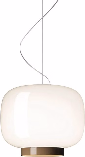 Lampada a sospensione Foscarini Chouchin 3 Reverse in vetro bianco e metallo oro/ottone con luce LED bianco caldo