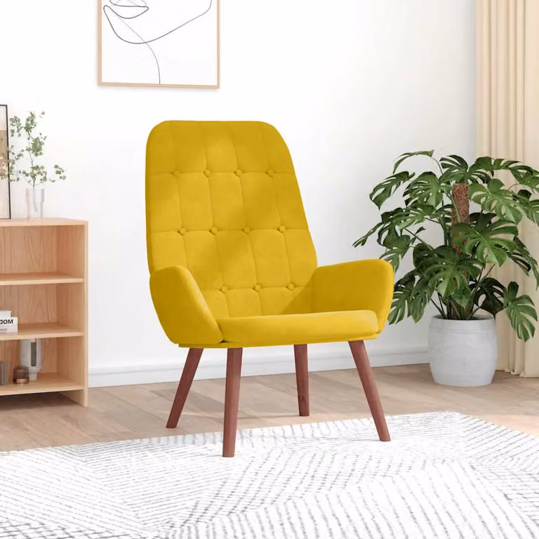 vidaXL Poltrona Relax Gialla in Velluto con Braccioli e Struttura in Metallo e MDF