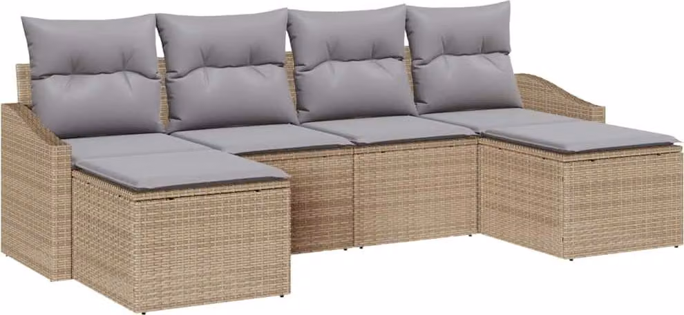 Set da Pranzo per Giardino 6 pcs Beige e Grigio Chiaro