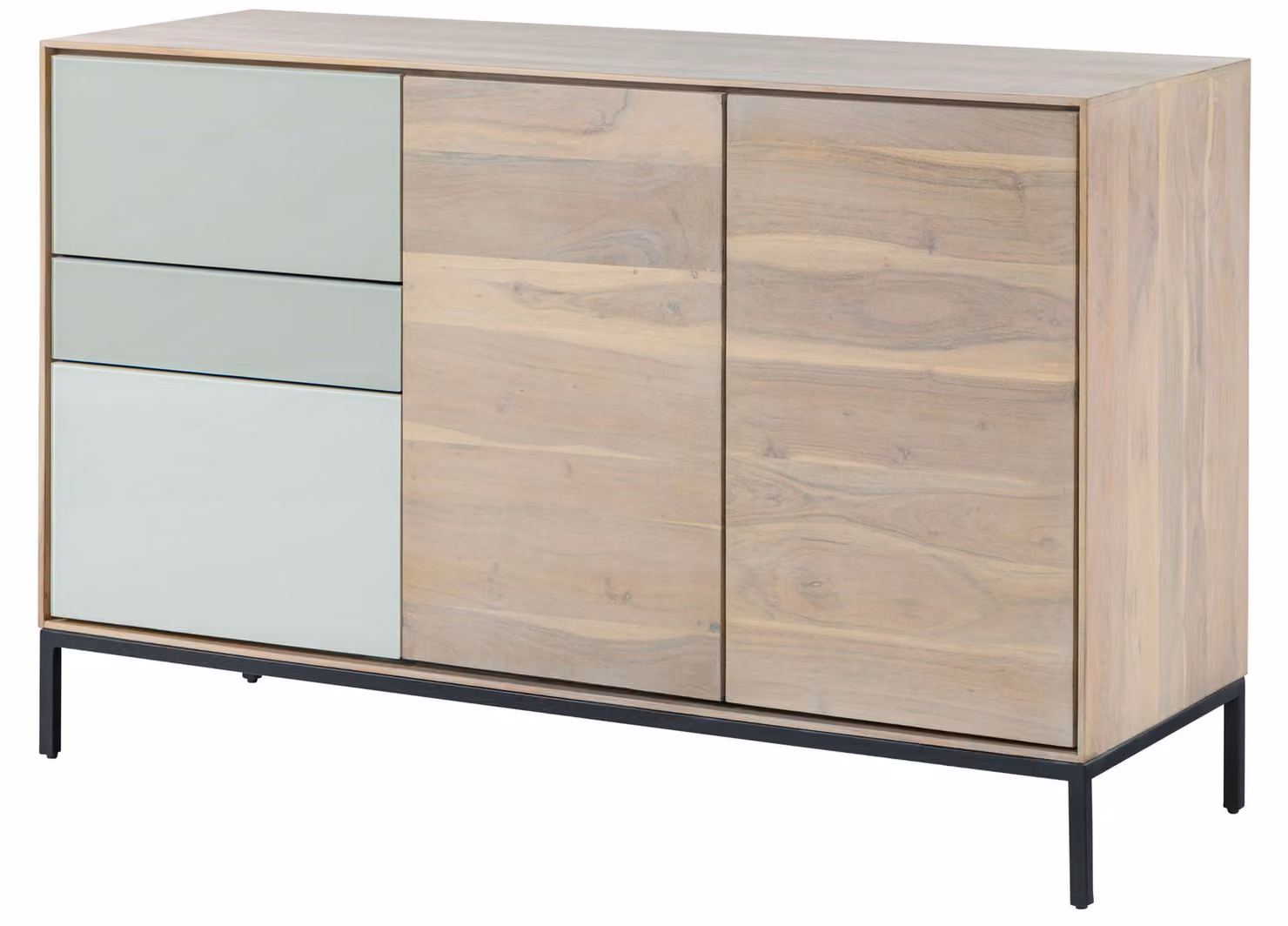 MASSIVMOEBEL24 | CHICAGO #07 Credenza in legno di acacia e vetro - laccato / beige - verde 134x45x85