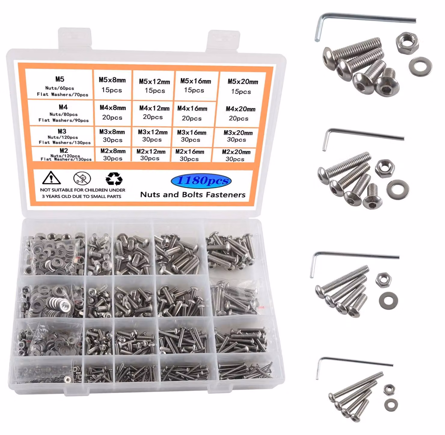 Set di 1180 viti e bulloni in acciaio inossidabile con utensili