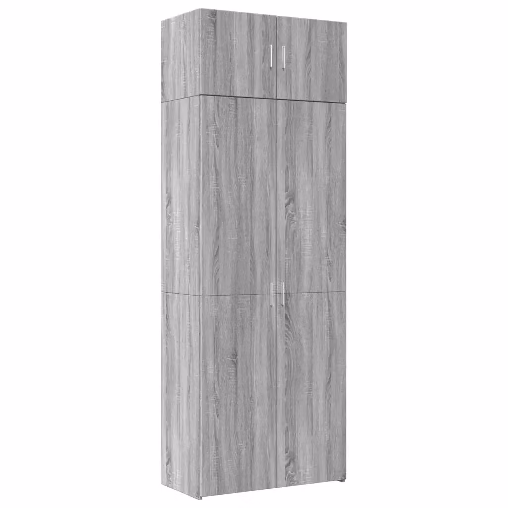 Armadietto a muro vidaXL Grigio con ante a battente in legno e MDF, L: 80 cm, P: 42,5 cm, H: 225 cm – 2
