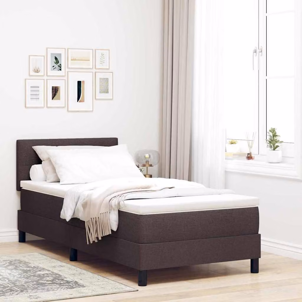 Maison Exclusive - Letto boxspring con testiera, marrone scuro, 80 x 200 cm, tessuto