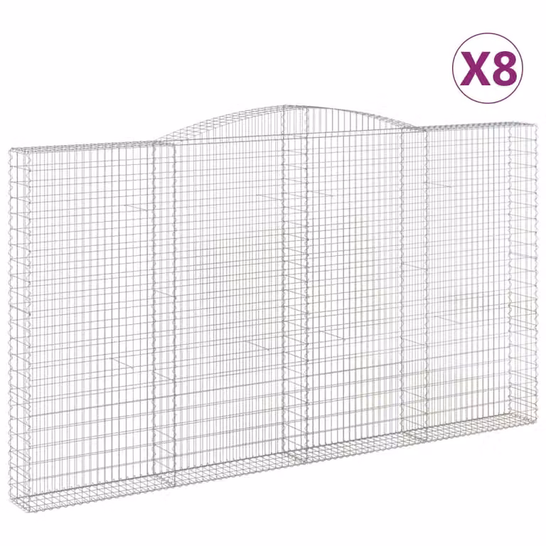 Cesti Gabbioni ad Arco 8 pz 400x30x220/240 cm Ferro Zincato