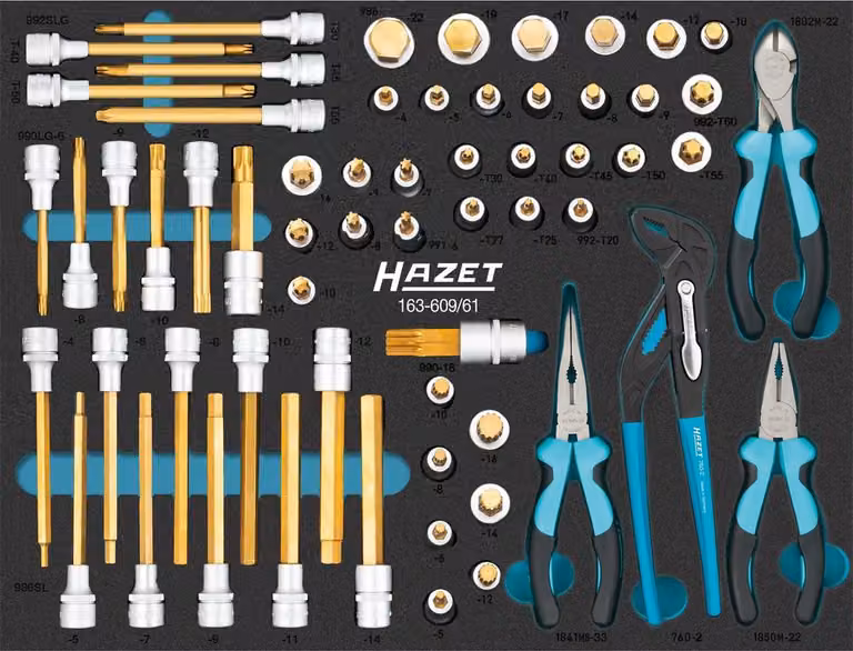 Set di chiavi a bussola per cacciaviti Hazet 1/2 (12,5 mm) quadrato cavo, profilo interno TX, profilo interno esagonale, profilo interno multidentato XZN, interno