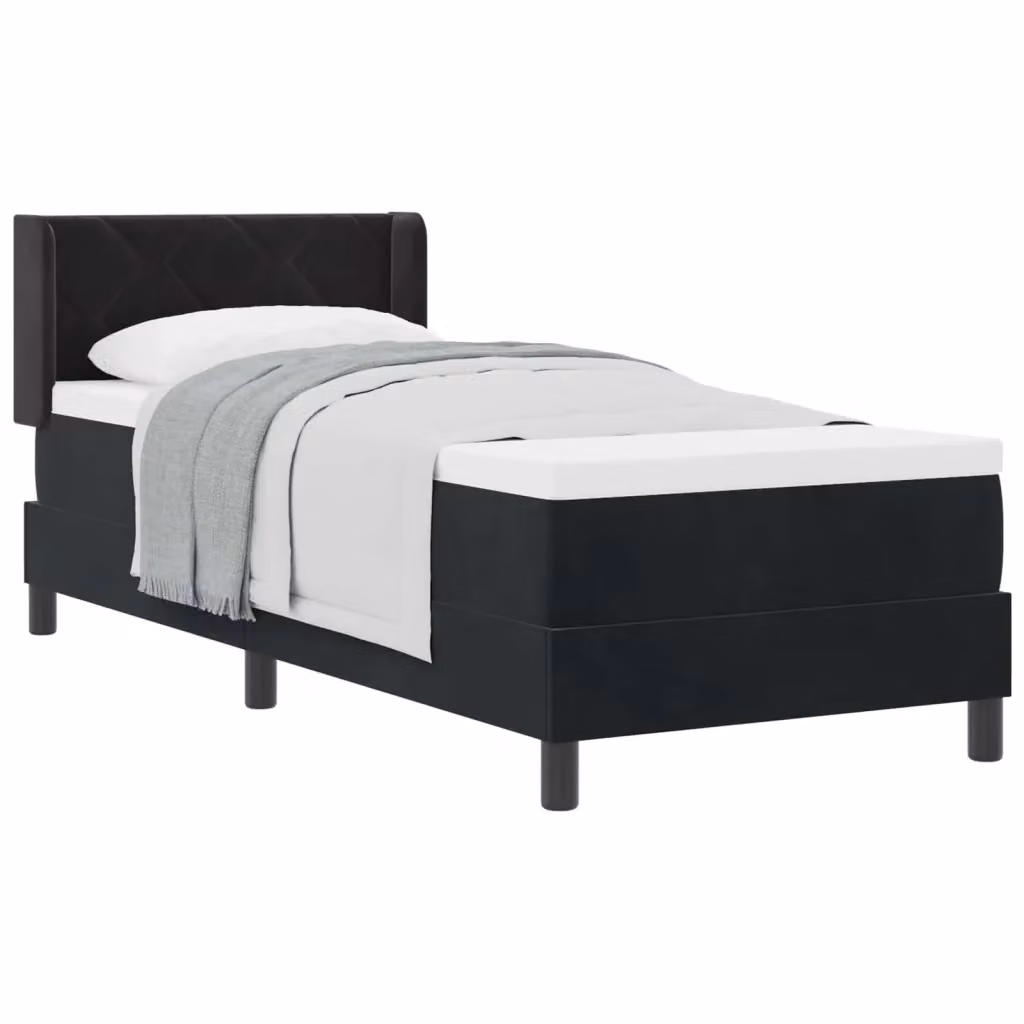 Letto ibrido con materasso e testiera in velluto vidaXL Nero L 80 cm x P 200 cm – 2