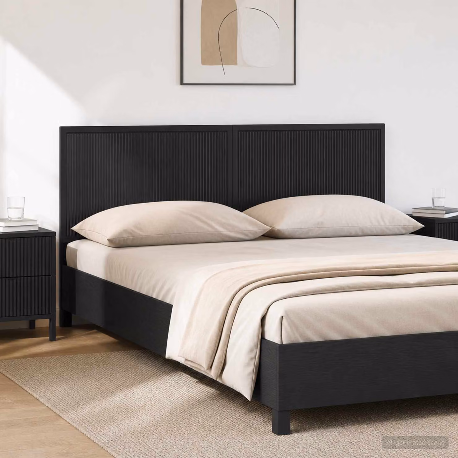 Testiera da muro vidaXL EDE nera con ripiano integrato in legno ingegnerizzato L: 180 cm, H: 50 cm, P: 15,2 cm