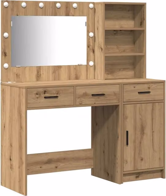 Toeletta | Tavolo da Trucco con cassetto 2 pz Marrone Legno multistrato