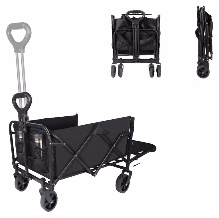 Carrello, capacità di carico 75 kg, design pieghevole, colore nero