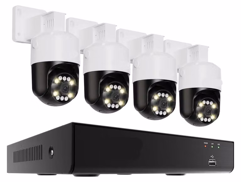 Sistema di videosorveglianza per esterni - Sistema di telecamere a circuito chiuso (CCTV) - Registratore video in rete (NVR) a 8 canali - Grado di protezione IP66 (resistente all'acqua)