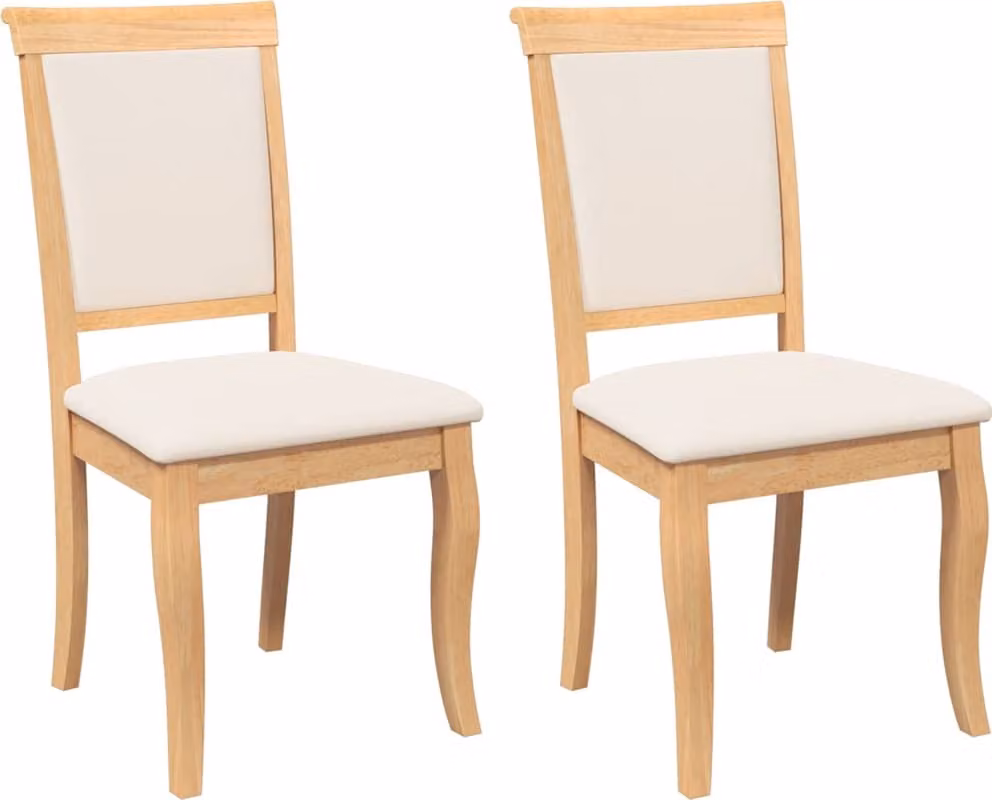 Sedie da Pranzo con Cuscini 2 pz Naturale Legno Massello Hevea
