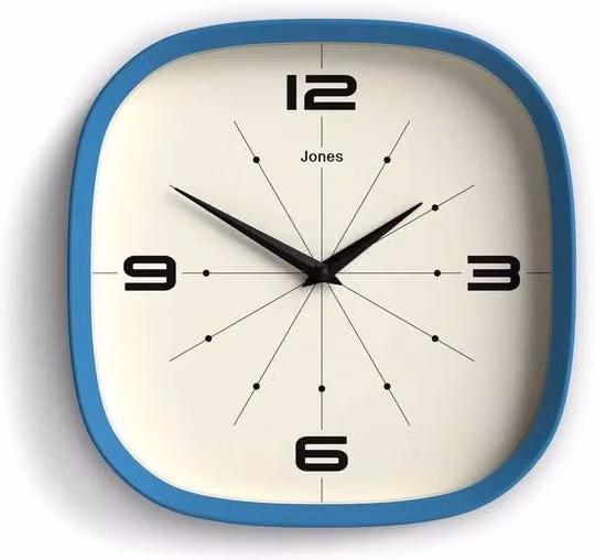 Orologio digitale da parete Pulsar con retroilluminazione, design moderno quadrato, colore blu, L: 25 cm, H: 25 cm