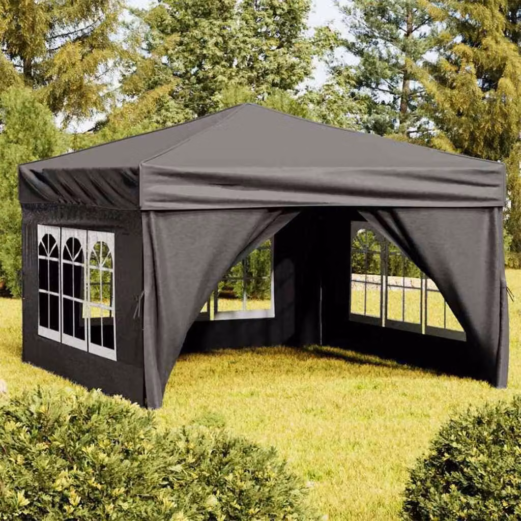 vidaXL Tenda per Feste Pieghevole con Pareti Laterali Antracite L/P/H: 3 x 3 x 2,45 m