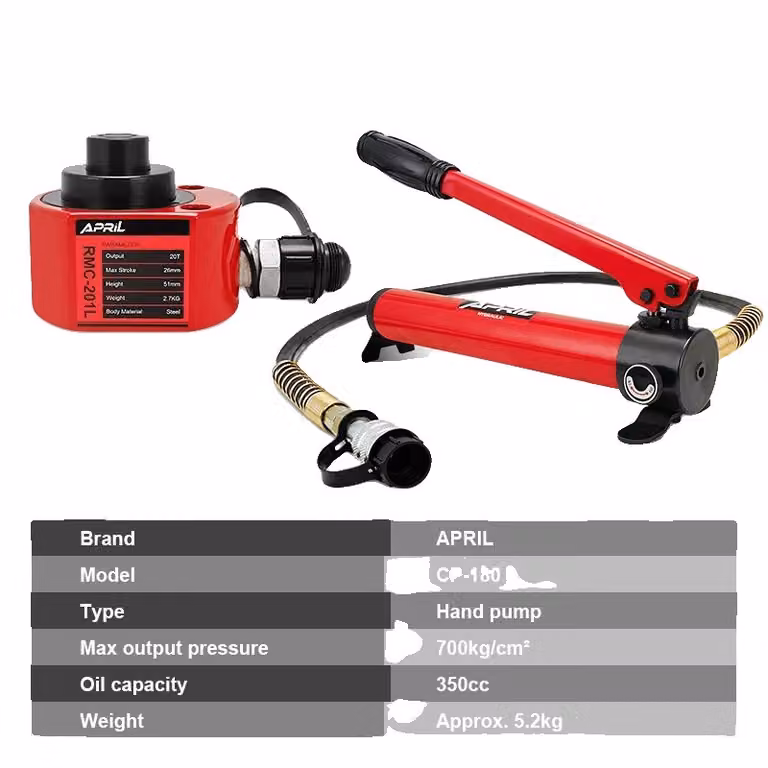 Pompa manuale idraulica, forza di pressione massima di 700 kg/cm², volume d'olio di 350 cc, RMC-201L con CP-180