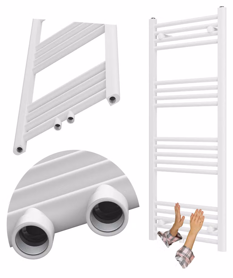 Granitan - Termoarredo bagno - Scaldasalviette 120x50 cm - Radiatore bianco - 386 W - RAVEN