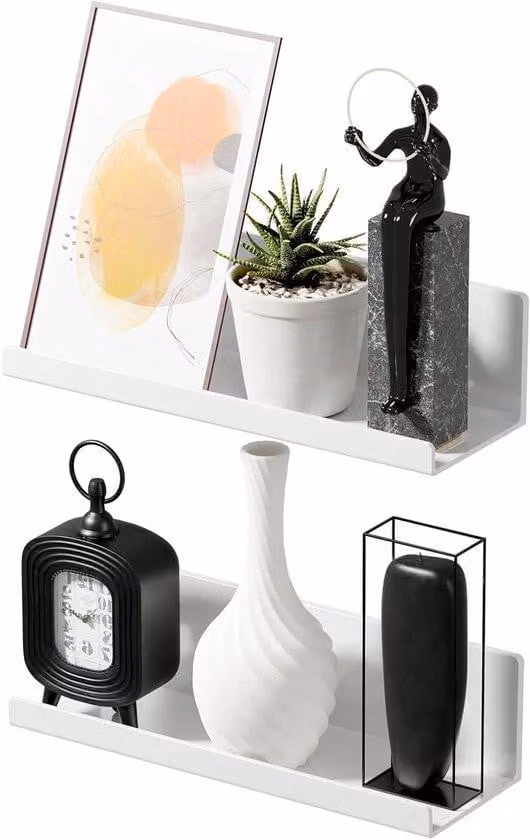 Mensola da parete nera, senza necessità di foratura, pensile da bagno con scanalature e adesivi, ideale per la decorazione e lo stoccaggio.