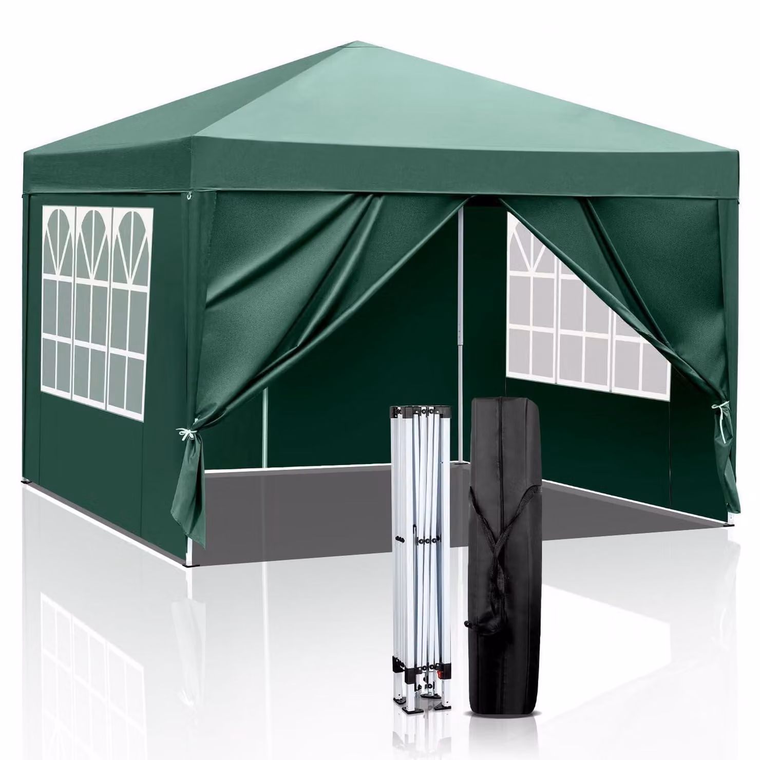Gazebo da esterno 3x3 metri, con struttura regolabile in altezza, impermeabile, dotato di 4 pannelli laterali, colore verde
