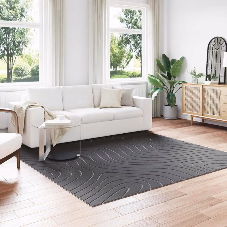 Tappeto vidaXL PALMERAS Antracite per interno ed esterno, quadrato, lavabile e antiscivolo, L/P: 240 x 240 cm