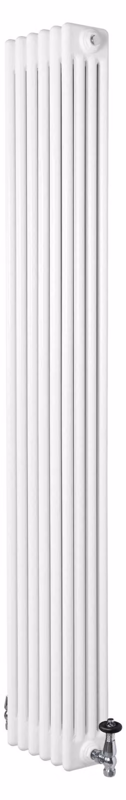 Radiatore a elementi tubolari a 4 colonne con valvole termostatiche cromate – 1800 mm x 290 mm – Bianco