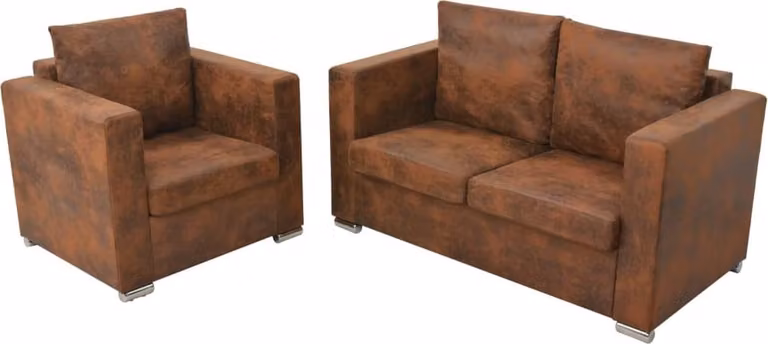 Maison Exclusive - Set Divani 2 pz in Pelle Scamosciata Artificiale