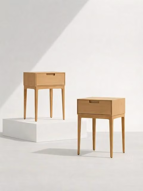 Set di 2 comodini Vinti in rovere impiallacciato con 1 cassetto Kenay Home colore marrone