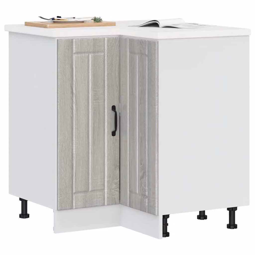 Base angolare per cucina mobile vidaXL Lucca, Grigio Sonoma e Bianco, con ante a battente, L/P/H: 75,5 x 81,5 x 75,5 cm