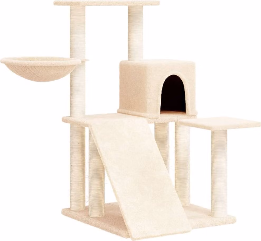Albero per Gatti con Tiragraffi in Sisal Crema 82 cm