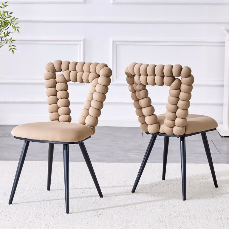 MODFU, set di 2 sedie da pranzo, sedia da cucina in velluto, poltrona relax con schienale a forma di taglio triangolare e gambe in metallo verniciato, ideale per la sala da pranzo o la cucina