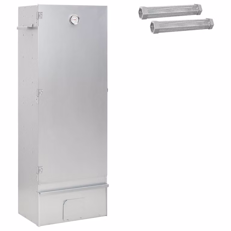vidaXL Forno Affumicatore Verticale a Pellet in Acciaio Zincato Argento L/P/H: 44,5 x 29 x 110 cm