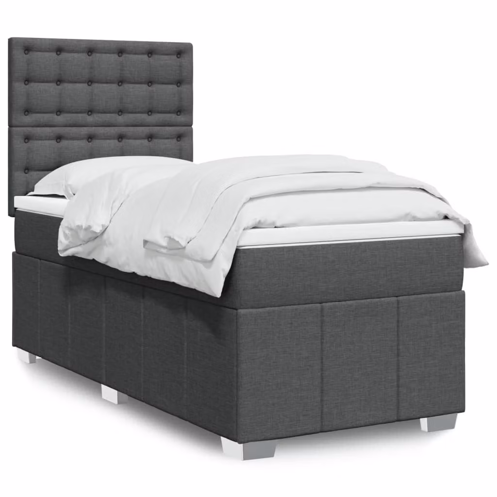 vidaXL Letto Ibrido con Materasso a Molle Insacchettate Grigio e Bianco L/P/H: 80 x 200 cm – 1