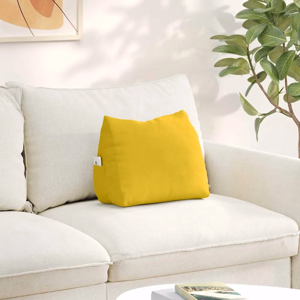 vidaXL Cuscino a Cuneo Giallo in Velluto a Costine con Rivestimento Rimovibile