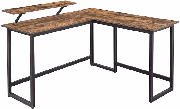 Scrivania - Leobert - Marrone Rustico/Nero - 130 X 140 X 76 Cm