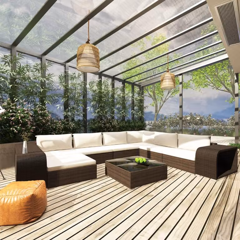 Maison Exclusive - Set da giardino da 10 pezzi con cuscini in rattan sintetico marrone