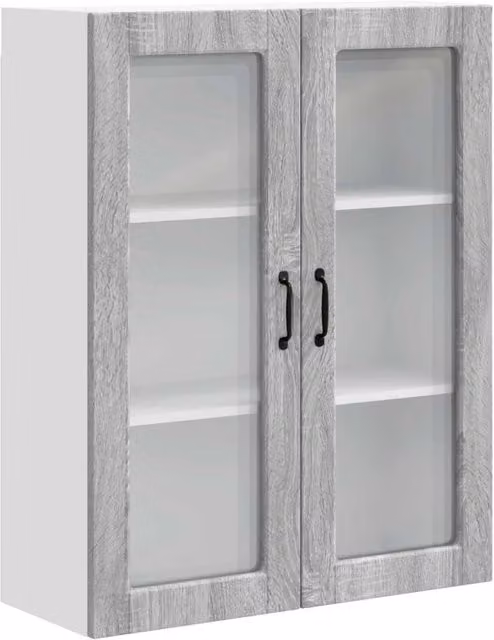 Mobile a muro moderno con ante in vetro e ripiani interni Grigio Sonoma L/P/H: 80 x 31 x 100 cm