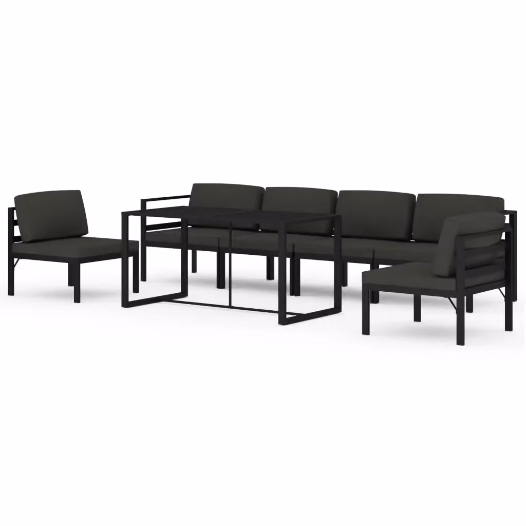 vidaXL Set Divani da Giardino 7 pz con Cuscini in Alluminio Antracite e Design Moderno – 2