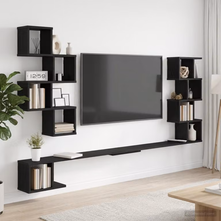 vidaXL Mensola per TV da muro moderna in MDF, Nero e Marrone, L 160 x P 15 x H 94 cm