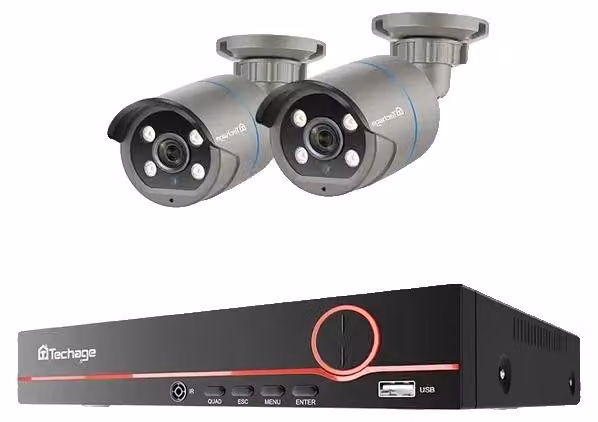 Sistema di videosorveglianza, risoluzione 4MP, compressione H.265, registratore NVR a 8 canali, 2 telecamere 4MP, senza hard disk integrato