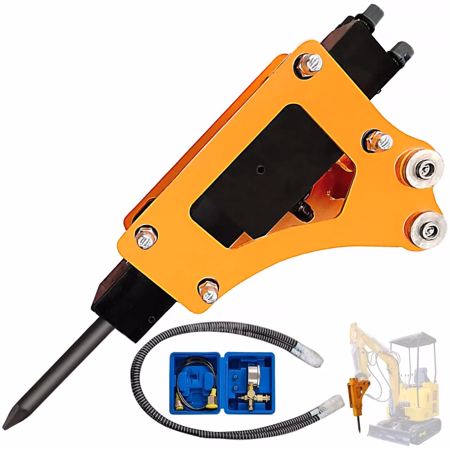 Martello idraulico - Frantumatore per calcestruzzo - Bullone da 25 mm - Per miniescavatori - Accessorio per escavatori